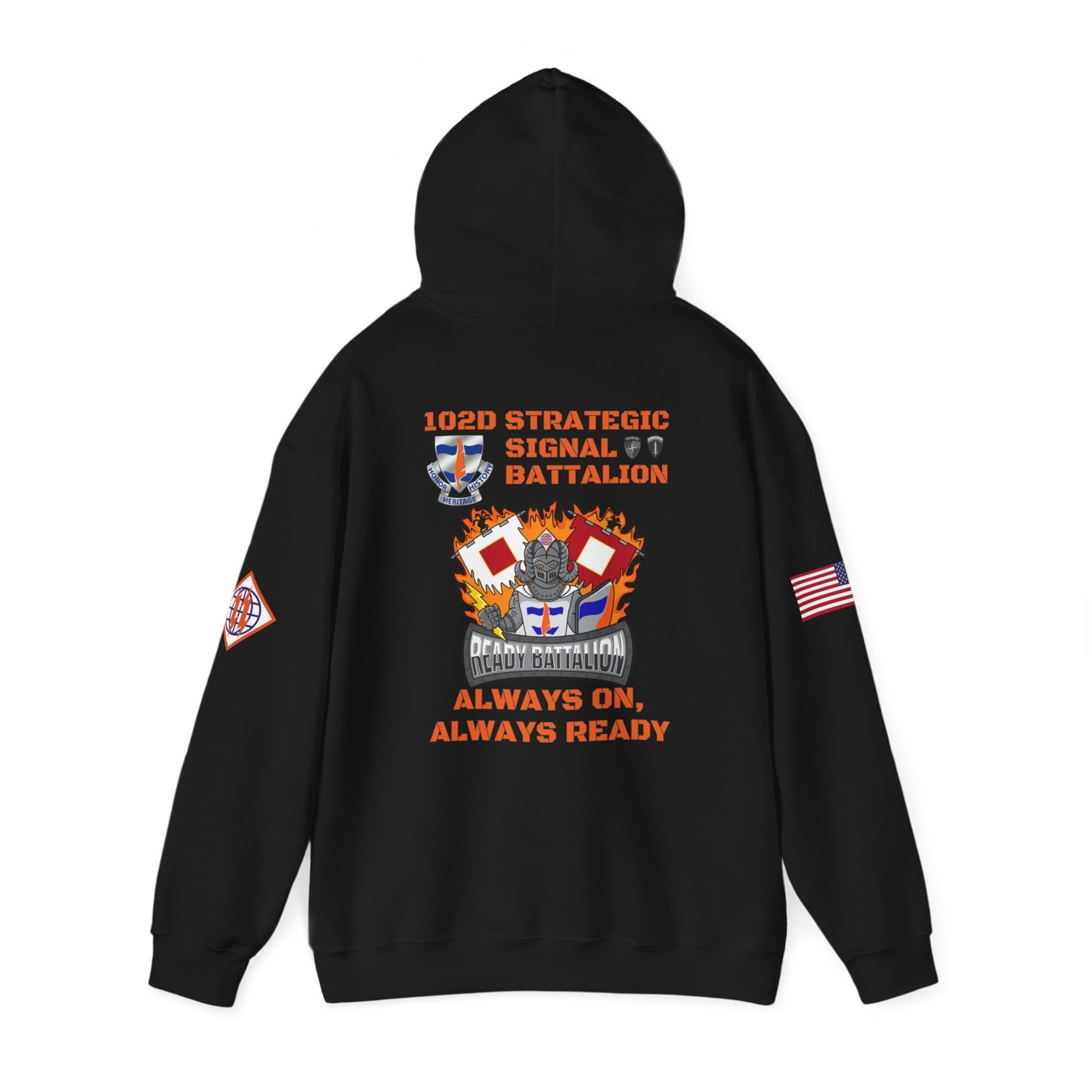 S4 - Option 2 - 102D SSB - Flags on Sleeves - Unisex Heavy Blend™ Hooded Sweatshirt