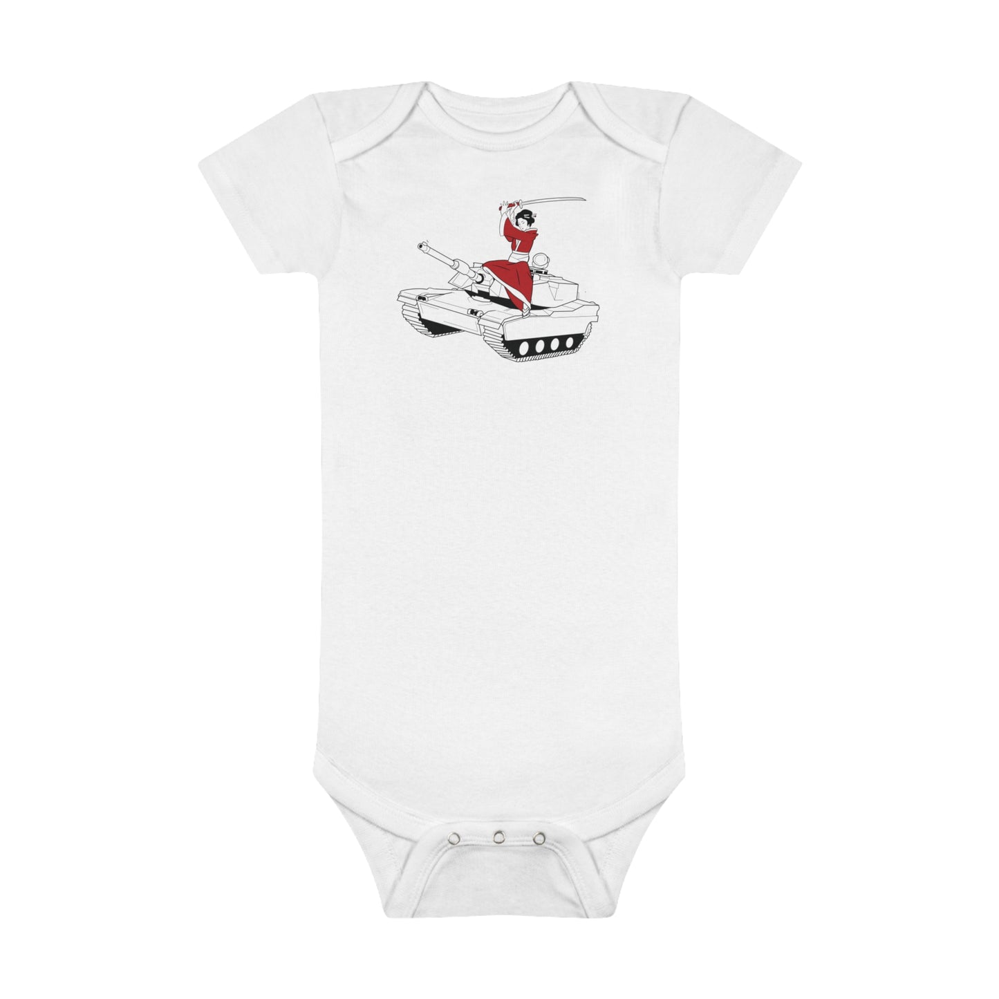 A Samurai on a Tank on a Baby Short Sleeve Onesie®