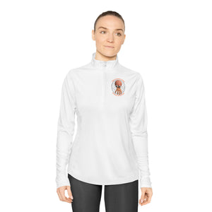 CAB Big Brains - Orange text - Ladies Quarter-Zip Pullover