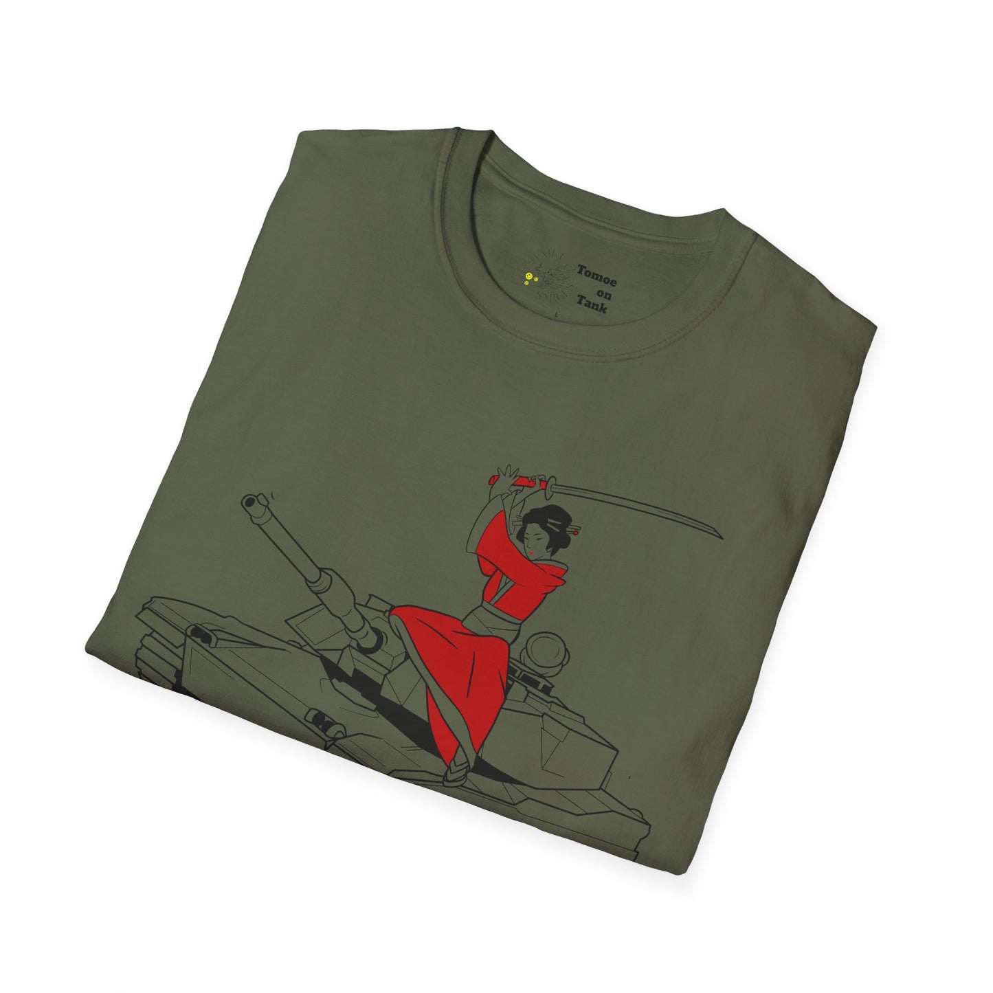 A Samurai on a Tank on a Soft-style tee