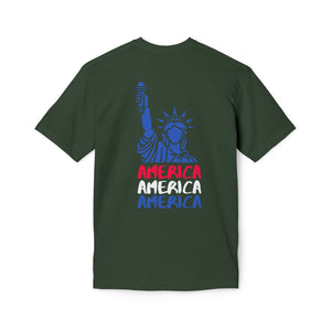 America x3 !  Unisex Midweight T-shirt, Made in USA