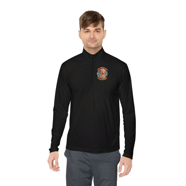 CAB Big Brains - Orange text - Unisex Quarter-Zip Pullover