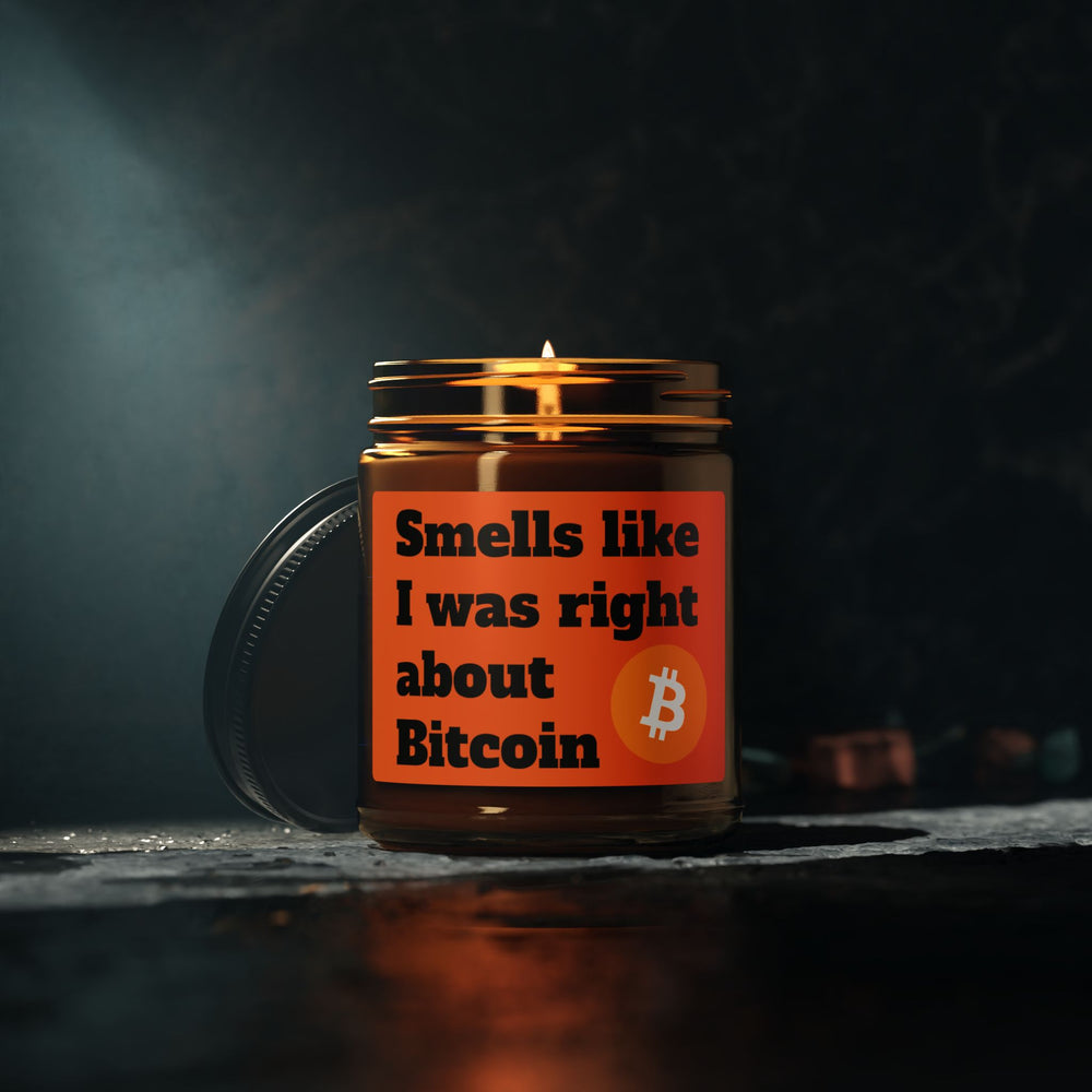 Bitcoin Smells Scented Soy Candle (Multi-Size, Amber Jar)