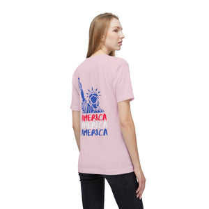America x3 !  Unisex Midweight T-shirt, Made in USA