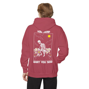 Sow Smiles - Skeleton Back - Unisex Garment-Dyed Hoodie