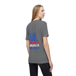 America x3 !  Unisex Midweight T-shirt, Made in USA