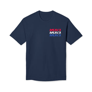 America x3 !  Unisex Midweight T-shirt, Made in USA
