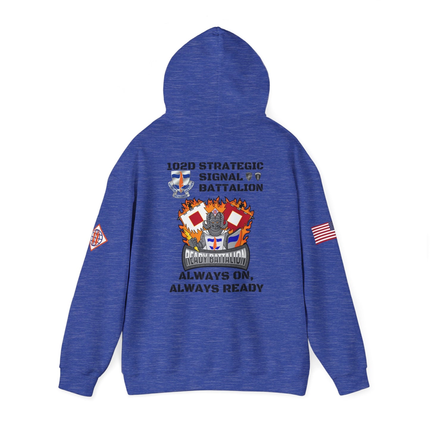 S4 - Option 2 - 102D SSB - Flags on Sleeves - Unisex Heavy Blend™ Hooded Sweatshirt