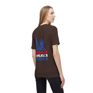 America x3 !  Unisex Midweight T-shirt, Made in USA