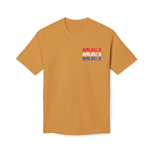 America x3 !  Unisex Midweight T-shirt, Made in USA