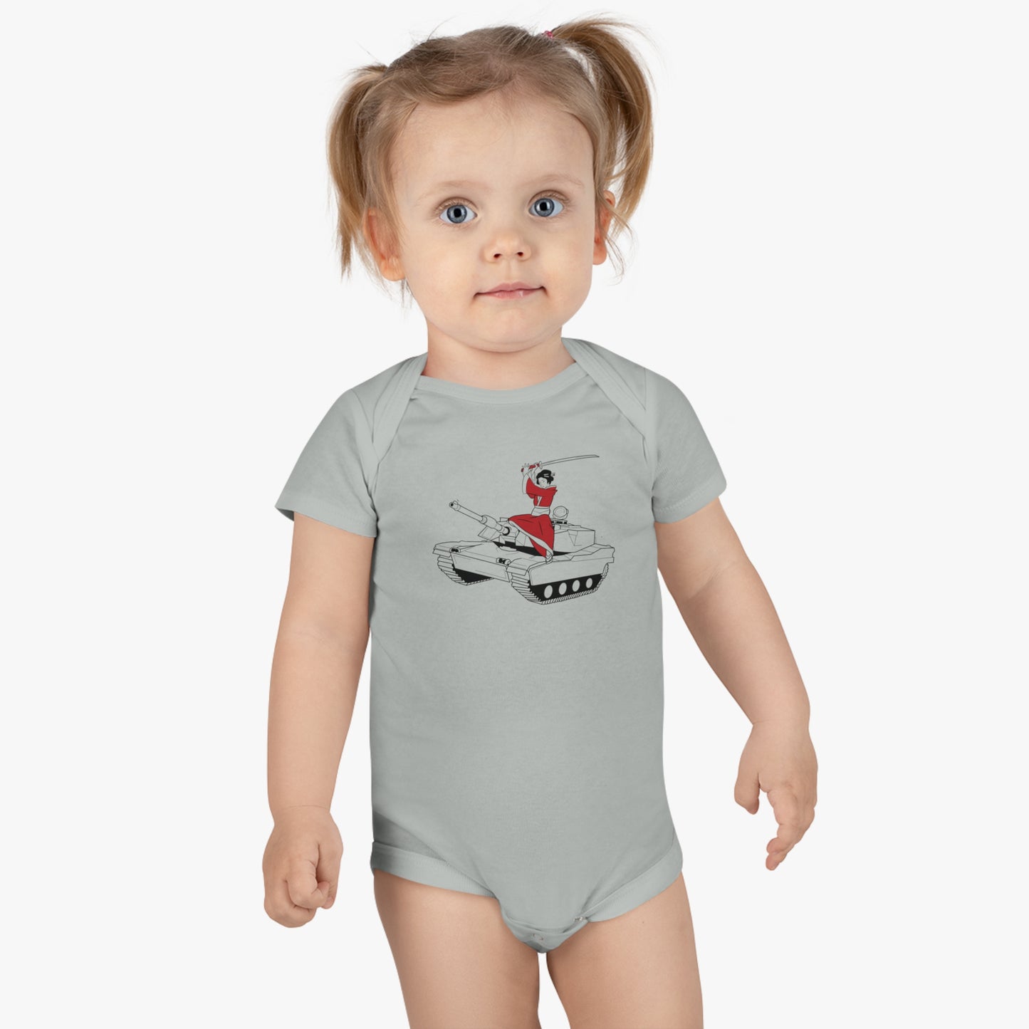 A Samurai on a Tank on a Baby Short Sleeve Onesie®