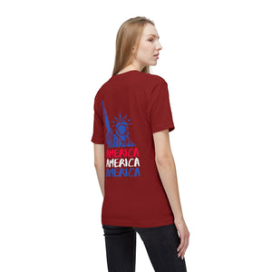 America x3 !  Unisex Midweight T-shirt, Made in USA