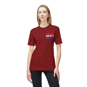 America x3 !  Unisex Midweight T-shirt, Made in USA