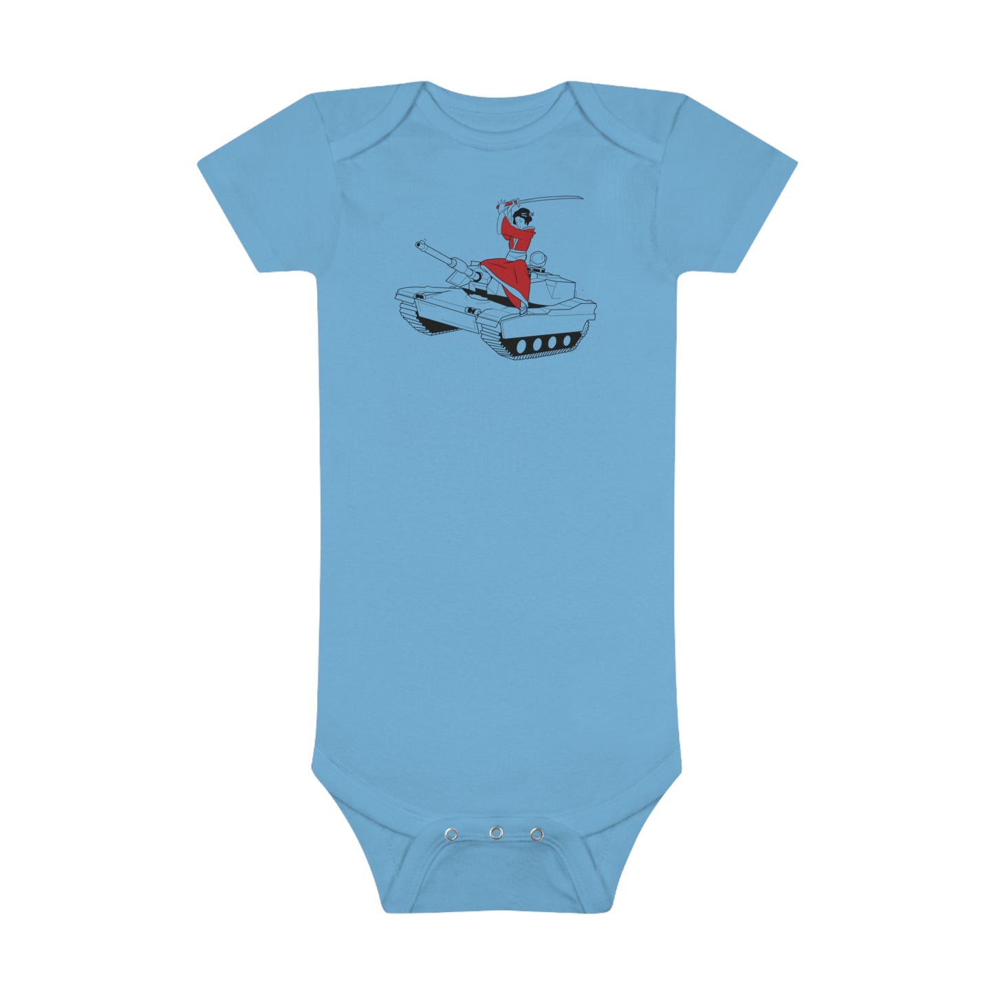 A Samurai on a Tank on a Baby Short Sleeve Onesie®