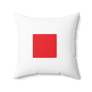 Signal Flag - Red Square on White - Spun Polyester Square Pillow