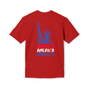 America x3 !  Unisex Midweight T-shirt, Made in USA