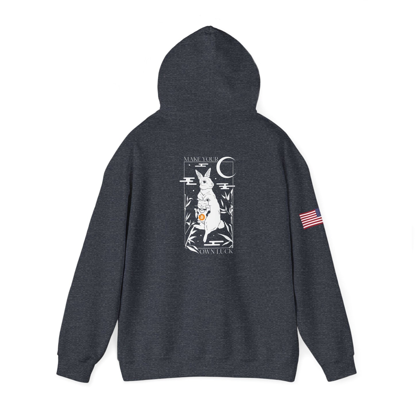 Bitcoin - USA Flag on Right Sleeve - Unisex Heavy Blend™ Hooded Sweatshirt