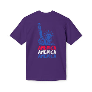 America x3 !  Unisex Midweight T-shirt, Made in USA