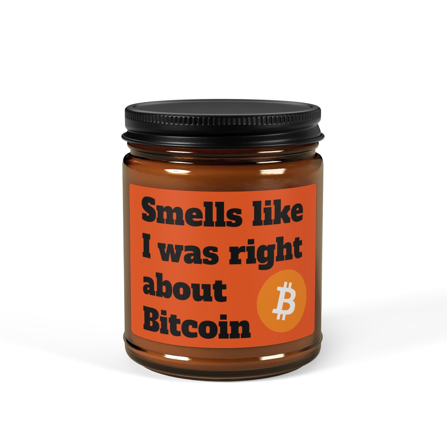 Bitcoin Smells Scented Soy Candle (Multi-Size, Amber Jar)