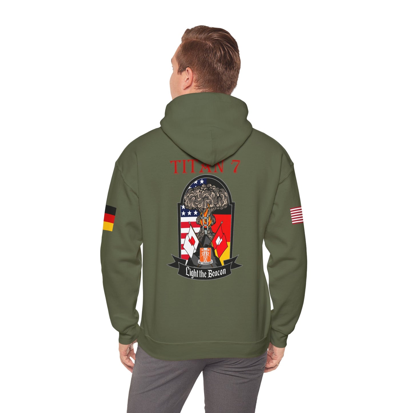 Titan 7 Call Sign -  USANEC-S - Flags on Sleeves - Unisex Heavy Blend™ Hooded Sweatshirt