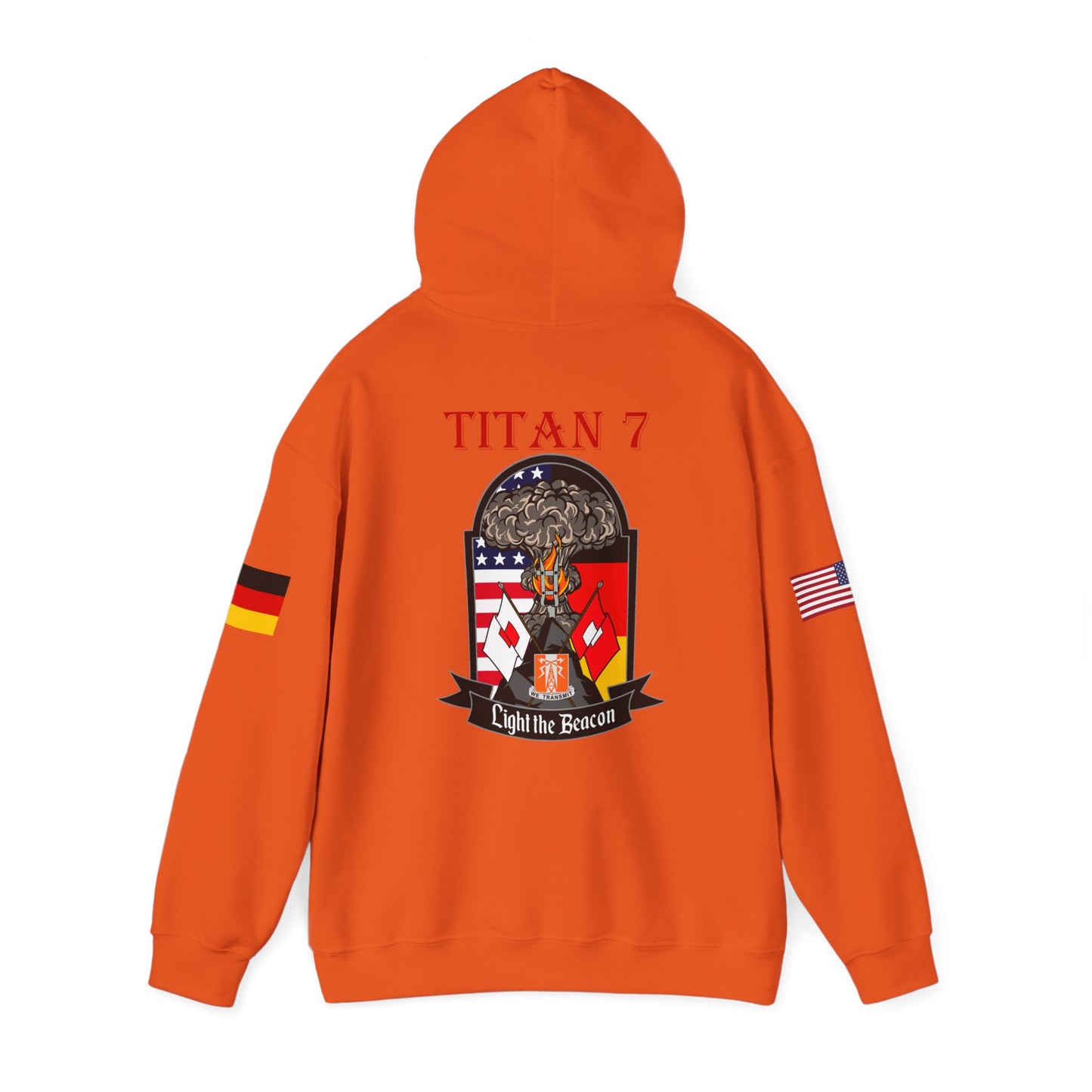 Titan 7 Call Sign -  USANEC-S - Flags on Sleeves - Unisex Heavy Blend™ Hooded Sweatshirt