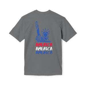 America x3 !  Unisex Midweight T-shirt, Made in USA