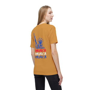 America x3 !  Unisex Midweight T-shirt, Made in USA