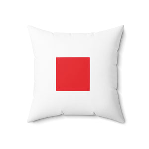 Signal Flag - Red Square on White - Spun Polyester Square Pillow