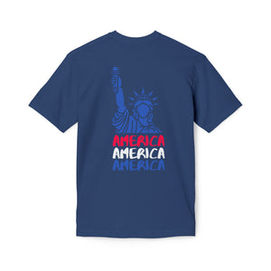 America x3 !  Unisex Midweight T-shirt, Made in USA