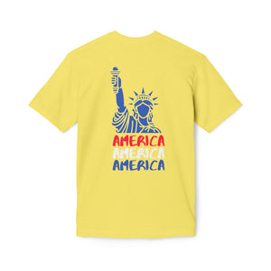 America x3 !  Unisex Midweight T-shirt, Made in USA