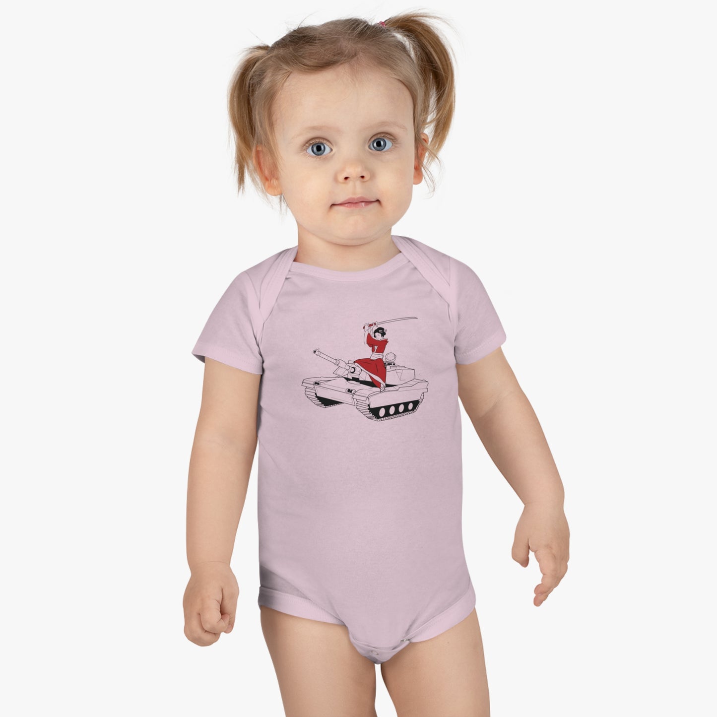 A Samurai on a Tank on a Baby Short Sleeve Onesie®