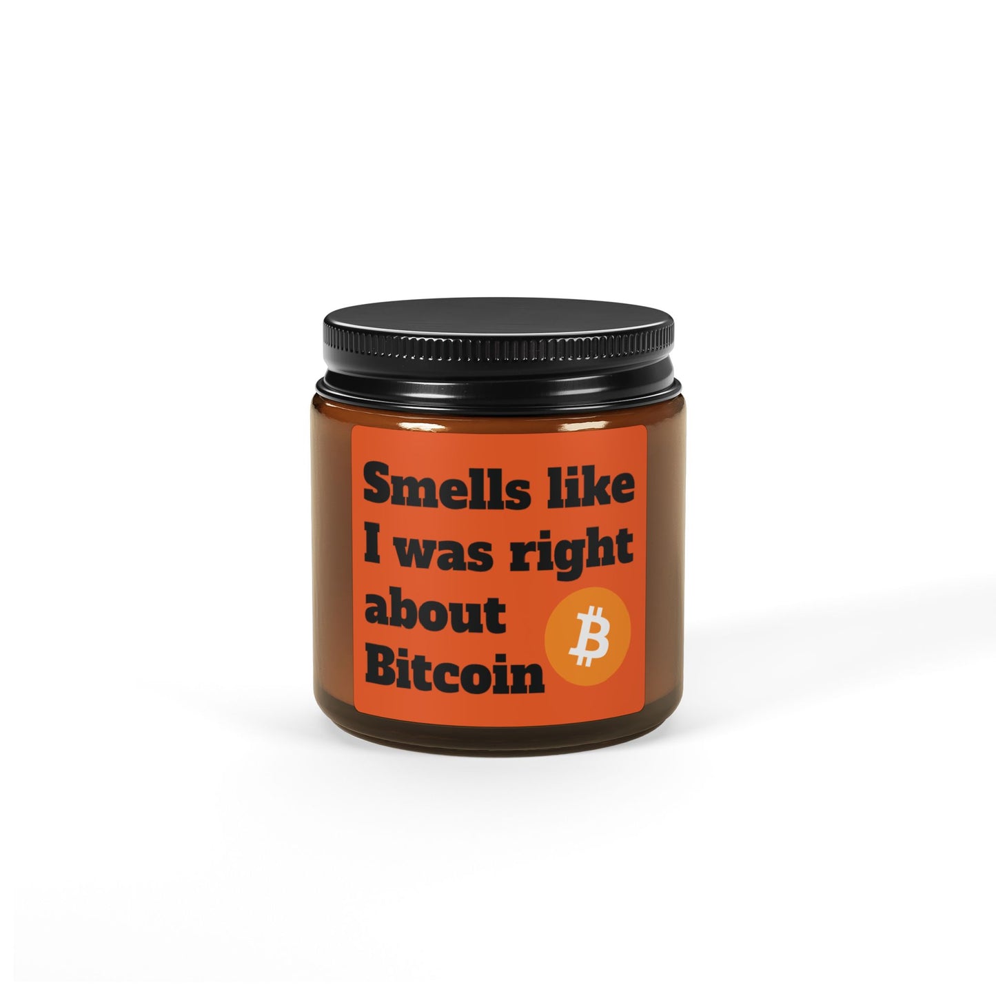 Bitcoin Smells Scented Soy Candle (Multi-Size, Amber Jar)