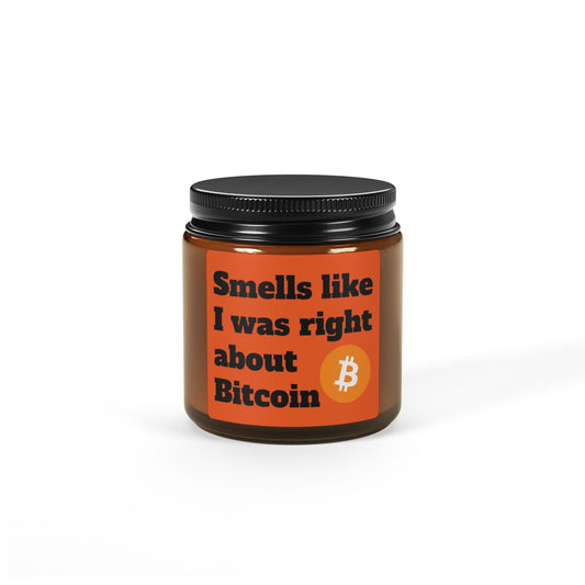 Bitcoin Smells Scented Soy Candle (Multi-Size, Amber Jar)