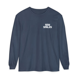 Sow Smiles - Skeleton Back - Unisex Garment-dyed Long Sleeve T-Shirt
