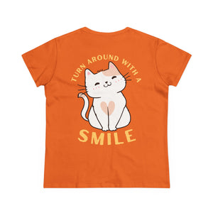 Turn Around With A Smile - Women's Midweight Cotton Tee
