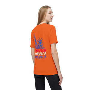 America x3 !  Unisex Midweight T-shirt, Made in USA