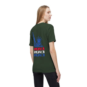 America x3 !  Unisex Midweight T-shirt, Made in USA