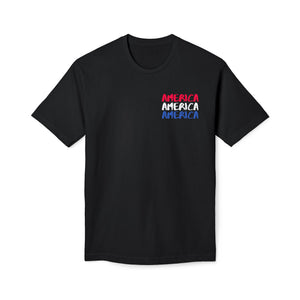 America x3 !  Unisex Midweight T-shirt, Made in USA