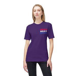 America x3 !  Unisex Midweight T-shirt, Made in USA