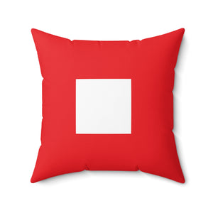 Signal Flag - White Square on Red - Spun Polyester Square Pillow