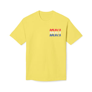America x3 !  Unisex Midweight T-shirt, Made in USA