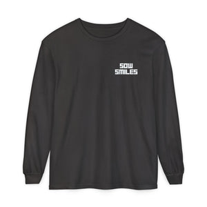 Sow Smiles - Skeleton Back - Unisex Garment-dyed Long Sleeve T-Shirt