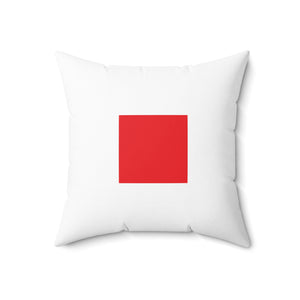Signal Flag - Red Square on White - Spun Polyester Square Pillow