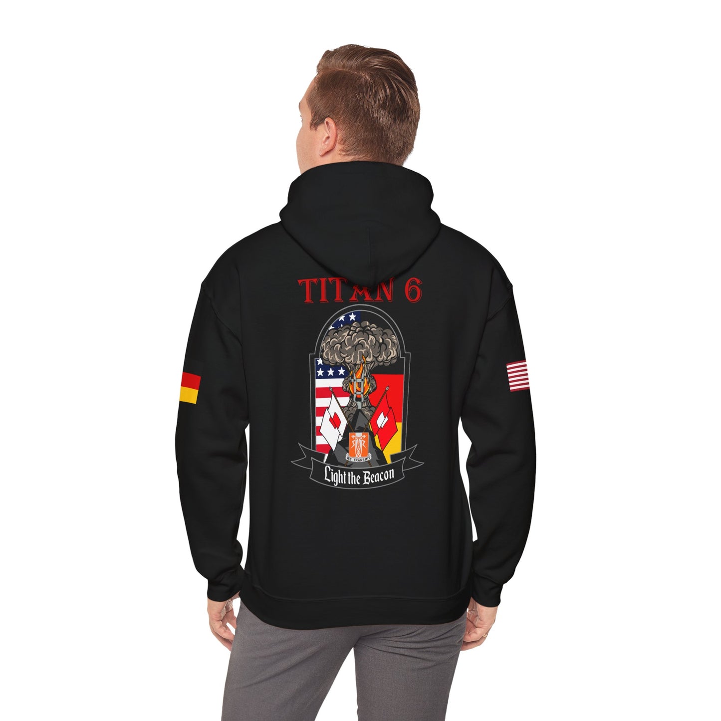 Titan 6 Call Sign -  USANEC-S - Flags on Sleeves - Unisex Heavy Blend™ Hooded Sweatshirt