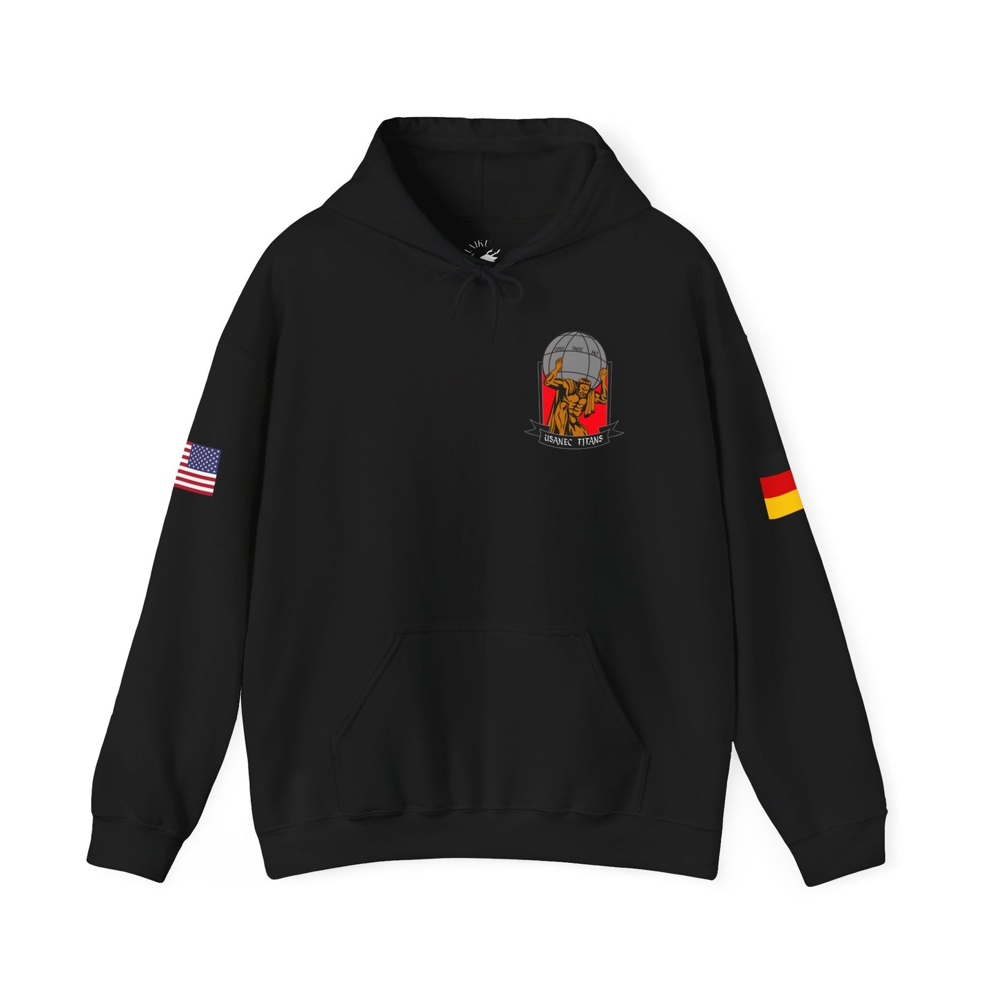 Titan 6 Call Sign -  USANEC-S - Flags on Sleeves - Unisex Heavy Blend™ Hooded Sweatshirt