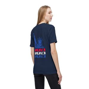 America x3 !  Unisex Midweight T-shirt, Made in USA