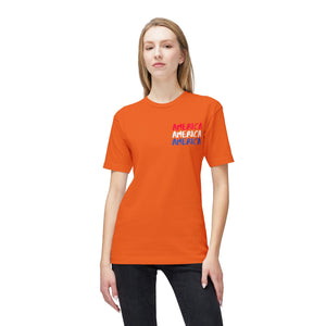 America x3 !  Unisex Midweight T-shirt, Made in USA