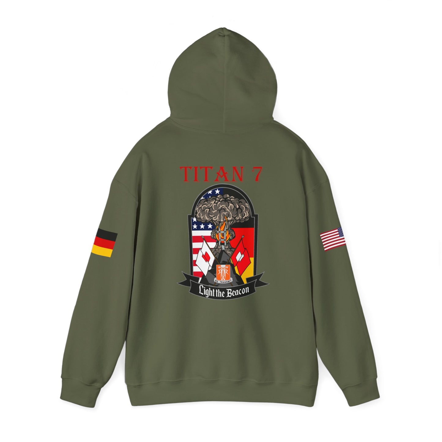 Titan 7 Call Sign -  USANEC-S - Flags on Sleeves - Unisex Heavy Blend™ Hooded Sweatshirt