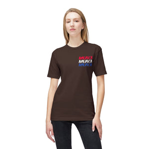 America x3 !  Unisex Midweight T-shirt, Made in USA