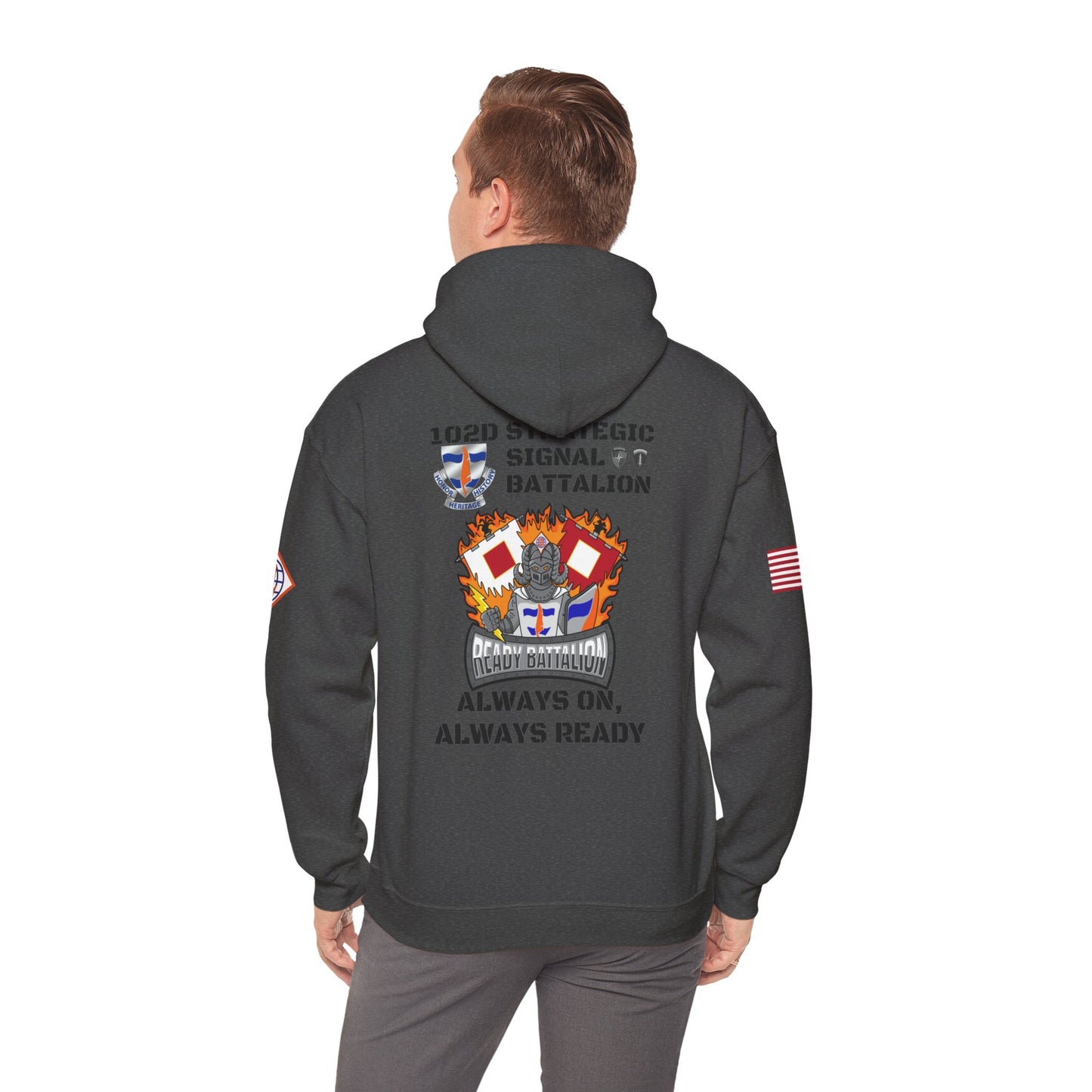 S4 - Option 2 - 102D SSB - Flags on Sleeves - Unisex Heavy Blend™ Hooded Sweatshirt